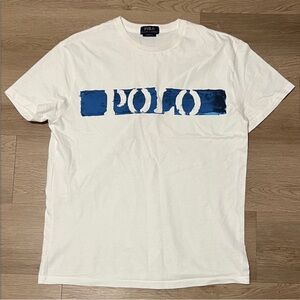Ralph Lauren White Tee with Blue Graphic